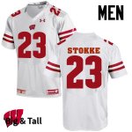 Men's Wisconsin Badgers NCAA #23 Mason Stokke White Authentic Under Armour Big & Tall Stitched College Football Jersey KG31W23TG